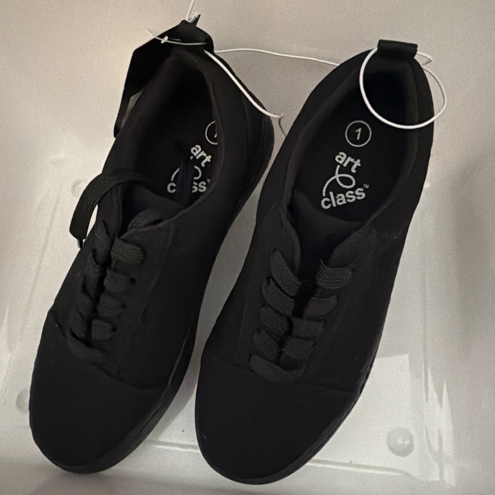 Art Class Garrett Sneakers Kids Black Low Top Lace Up Tennis Shoes Size 1